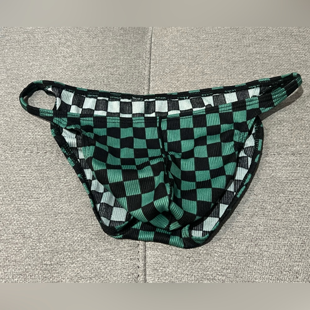 New green checkered bikini briefs